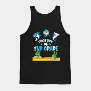 First Day Of 2nd Grade Sharks Students Happy Back To School First Day Of School Tank Top